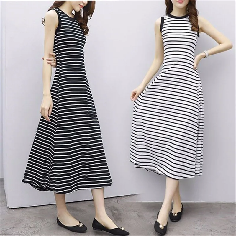 2019 New Style Korean-style Elegant Slimming Striped Dress Women's Summer Retro Simple Sleeveless Sundress A- line Long Skirts
2019 New Style Korean-style Elegant Slimming Striped Dress Women's Summer Retro Simple Sleeveless Sundress A- line Long Skirts