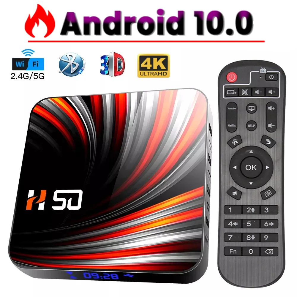 H50 Smart TV Box Android 10.0 2/4GB RAM 16/32/64GB ROM RK3318 Quad-core 2.4G/5.8G WIFI BT4.0 1000M 4K Media Player Set Top Box
H50 Smart TV Box Android 10.0 2/4GB RAM 16/32/64GB ROM RK3318 Quad-core 2.4G/5.8G WIFI BT4.0 1000M 4K Media Player Set Top Box