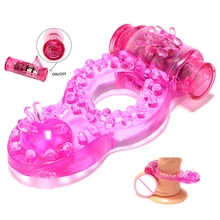 Anéis de massagem pênis vibrando galo anel duplo prazer clit estimulador jogo brinquedos para adultos masculinos produtos mais longa ejaculação(China)