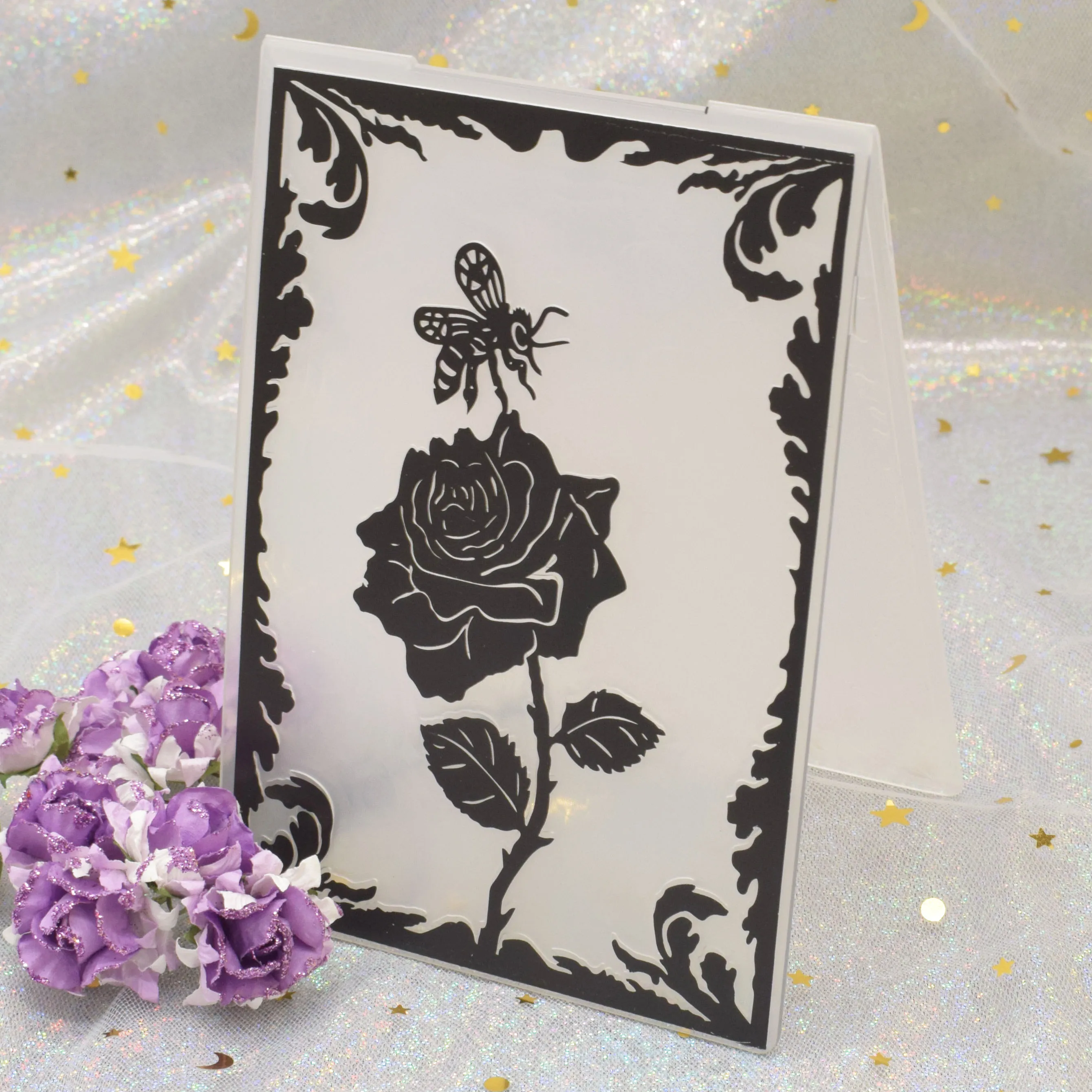 Rose Flowers Bee Plastic Embossing Folders Stencil Template for Card Making DIY Scrapbooking Paper Embossing Craft Supplies
Rose Flowers Bee Plastic Embossing Folders Stencil Template for Card Making DIY Scrapbooking Paper Embossing Craft Supplies