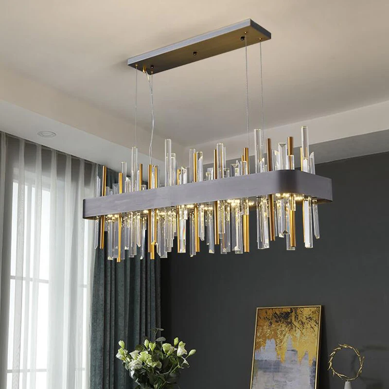 New rectangular chandelier lighting luxury modern brushed black stainless steel lamp creative design restaurant lighting fixture
New rectangular chandelier lighting luxury modern brushed black stainless steel lamp creative design restaurant lighting fixture