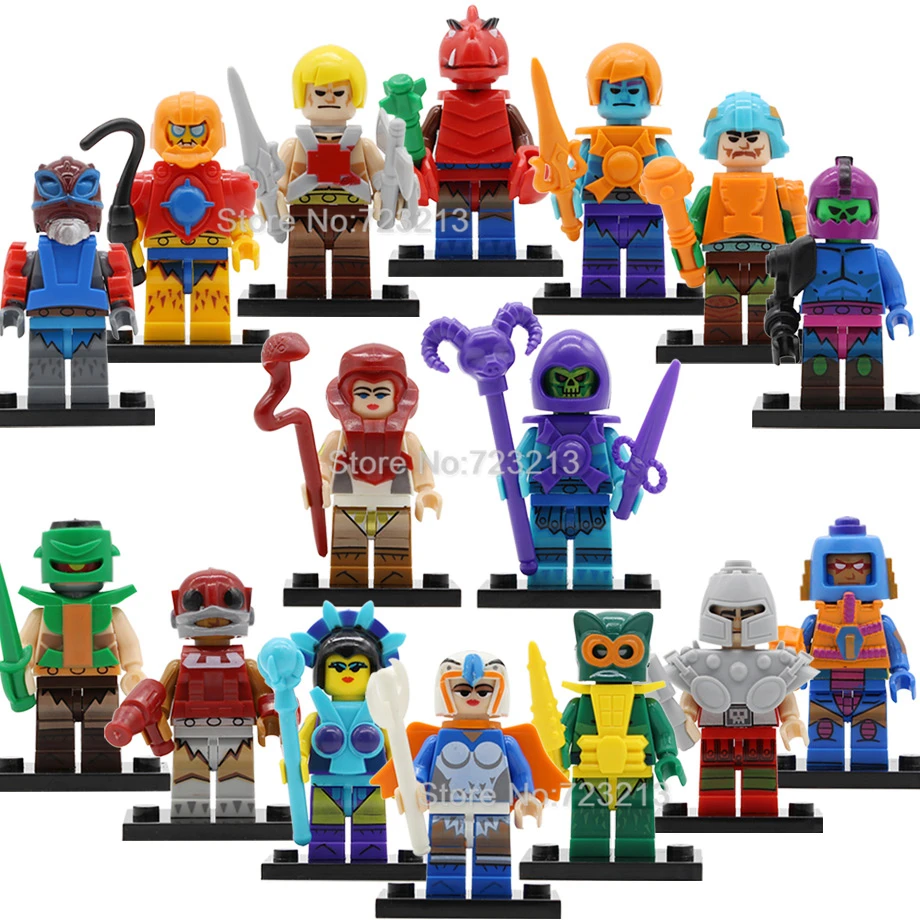 

Single Sale HE-Man MASTERS Cartoon Figure Set Ram Man WHIPCASH PAKER Ske Letor Zodak Rattlor TRI-KLOPS Building Block Model Toys