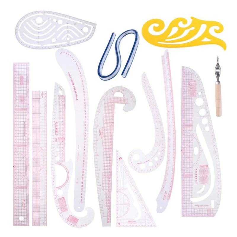 13pcs/set Ruler French Curve Set Cutting Ruler Yardstick Sleeve Arm French Curve Cut Cutting Knife Ruler Sewing Tools
13pcs/set Ruler French Curve Set Cutting Ruler Yardstick Sleeve Arm French Curve Cut Cutting Knife Ruler Sewing Tools