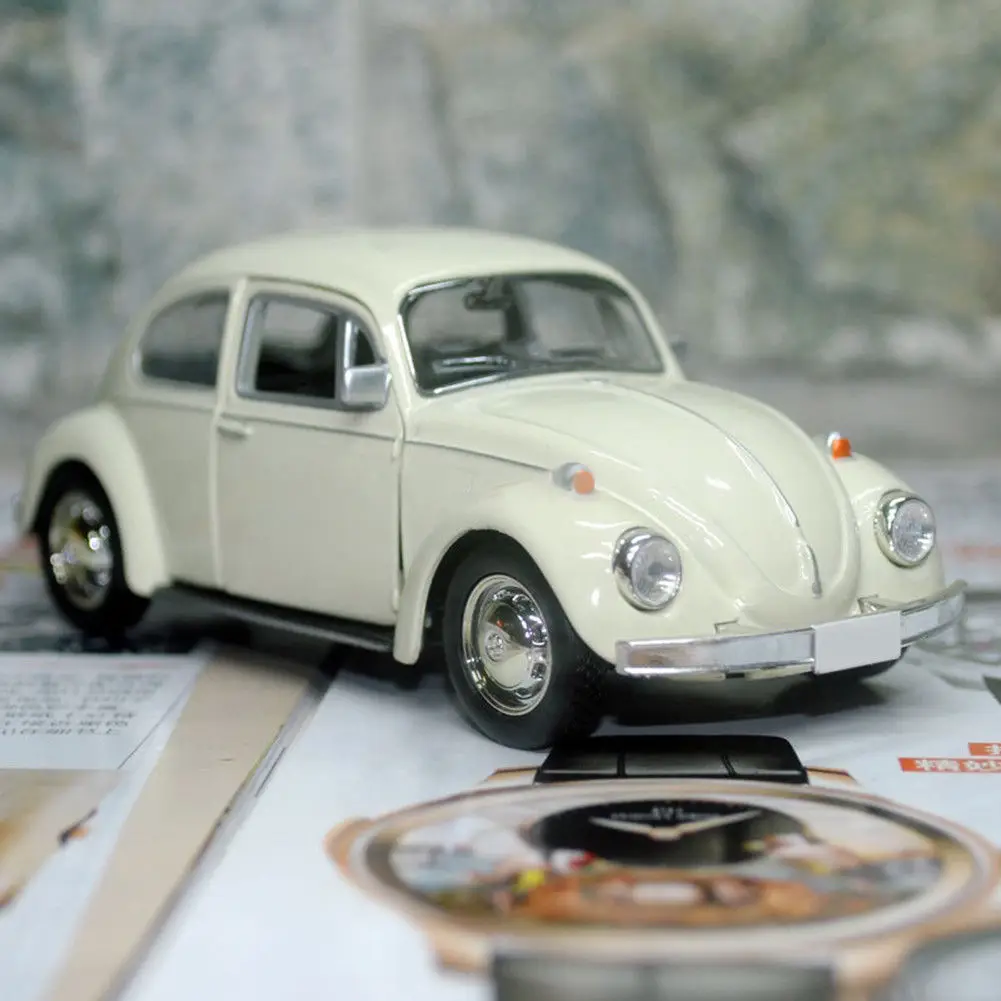 Retro Vintage Car Model Beetle Diecast Pull Back Toy For Gift Decor Cute Figurines Miniatures