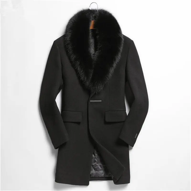 Autumn Winter Jacket Men Top Qulity Wool Coat 100%Real Fox Fur Collar Overcoat Abrigo De Lana Hombre M2288 MF622
Autumn Winter Jacket Men Top Qulity Wool Coat 100%Real Fox Fur Collar Overcoat Abrigo De Lana Hombre M2288 MF622