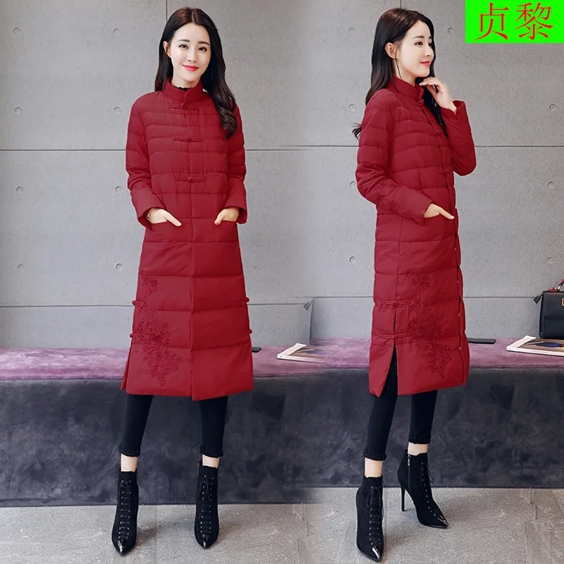 Winter Mid-length Cotton-padded Clothes 2018 New Style WOMEN'S Dress Retro Chinese-style Frog Thin down Jacket Cotton-padded Clo
Winter Mid-length Cotton-padded Clothes 2018 New Style WOMEN'S Dress Retro Chinese-style Frog Thin down Jacket Cotton-padded Clo