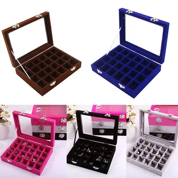 24 Grid Jewelry Box Velvet Glass Fashion Useful For Girls Empty Storage Case Box Small Stuff Organizer
24 Grid Jewelry Box Velvet Glass Fashion Useful For Girls Empty Storage Case Box Small Stuff Organizer