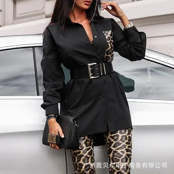 WEPBEL Long Sleeve Long Top and Leopard Print Pants Wome Two Piece Outfits Fashion Solid Color 2 Piece Set Women Without Belt
WEPBEL Long Sleeve Long Top and Leopard Print Pants Wome Two Piece Outfits Fashion Solid Color 2 Piece Set Women Without Belt