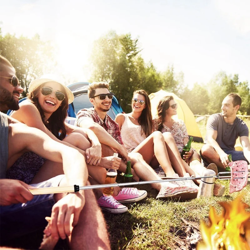 5Pack Marshmallow Roasting Sticks with Wooden Handle Extendable Forks Telescoping Skewers for Campfire Firepit and Sausage BBQ | Дом и сад