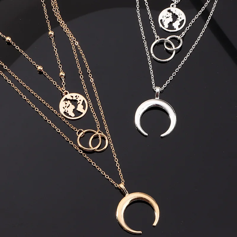 Nz1157 Hot Sales Necklace Europe And America Elegant Simple World Map Moon Circular Ring Multistory Necklace
Nz1157 Hot Sales Necklace Europe And America Elegant Simple World Map Moon Circular Ring Multistory Necklace