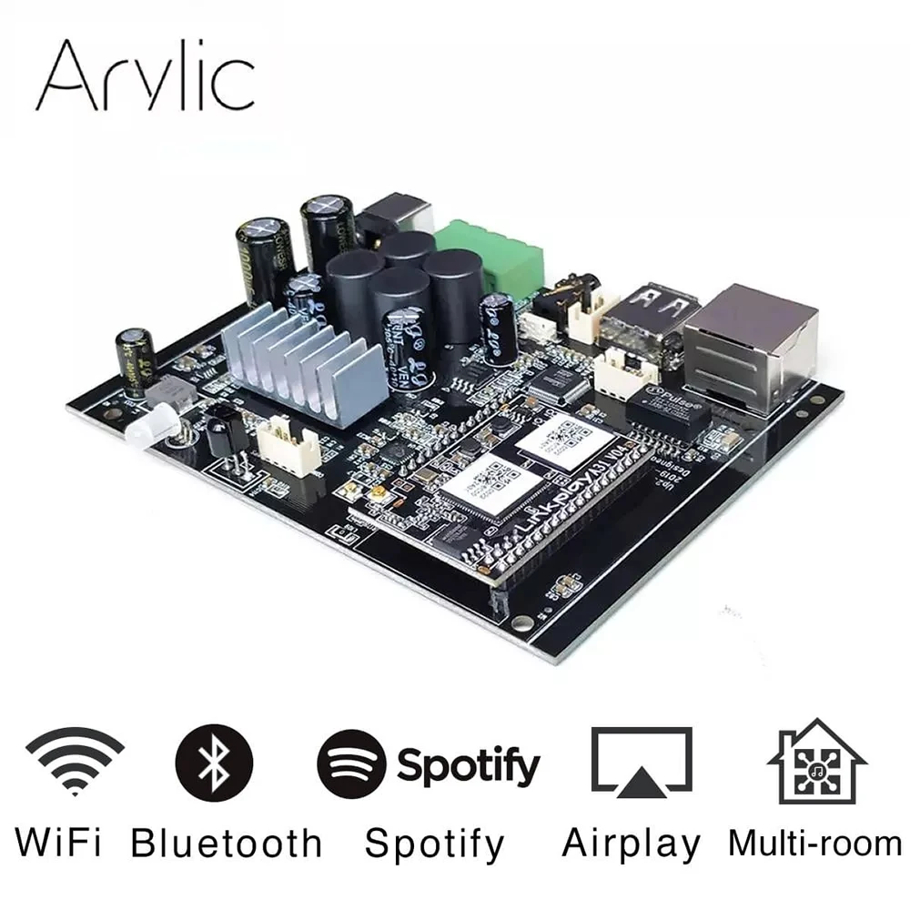 Up2stream WiFi and Bluetooth5.0 HiFi Stereo Class D digital multiroom 24V DIY audio music usb power amplifier dac board kit
Up2stream WiFi and Bluetooth5.0 HiFi Stereo Class D digital multiroom 24V DIY audio music usb power amplifier dac board kit