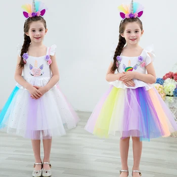 Headband Rianbow Unicorn Dress for Girls Cosplay Party Children Clothes Flower Lace Wedding Princess Dresses 3- 10 Years L5090
Headband Rianbow Unicorn Dress for Girls Cosplay Party Children Clothes Flower Lace Wedding Princess Dresses 3- 10 Years L5090