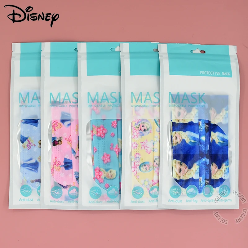 

Disney Disposable Children's Mask Frozen Princess Cartoon Anime Dustproof Filter Mask 3 Layers Ear Loop Face Cover For Girls