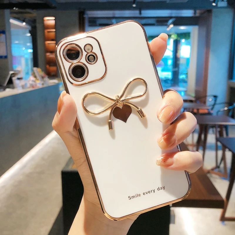 Silicone Love pattern bowknot  Case For iphone