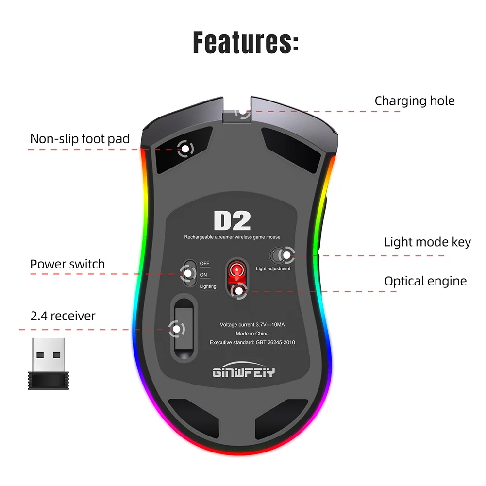 Shop Generic 2.4GHz Wireless Mouse 7 Button Backlit Optical Computer