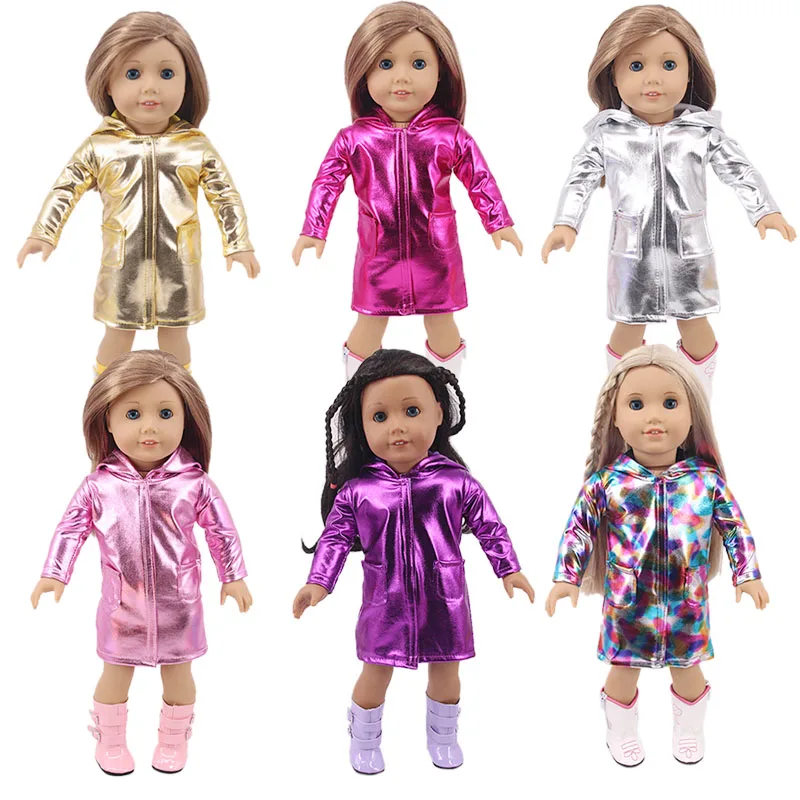 

Doll Raincoat Hooded Color Leather Jacket Fit 18-inch American Doll And 43cm Baby New Born Doll,Our Generation Children's Gift
