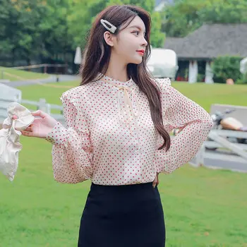 COIGARSAM Cute Full Sleeve Shirt Womens tops New Spring Print Chiffon Polka Dot Women shirts Wave Point 9549
COIGARSAM Cute Full Sleeve Shirt Womens tops New Spring Print Chiffon Polka Dot Women shirts Wave Point 9549