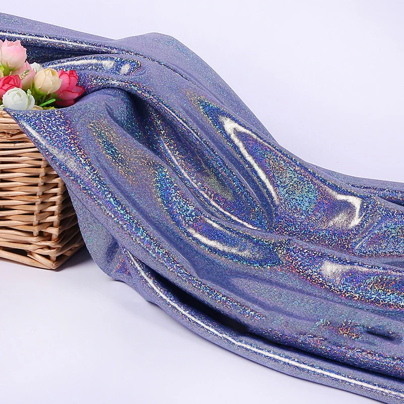 Флуоресцентная ткань лазерная Растяжка вязаная красочная блестящая ...