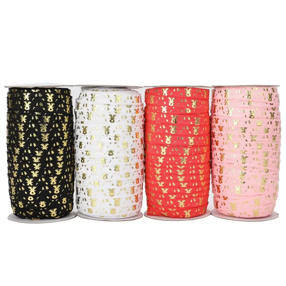 

HSDRIBBON Foe 5/8 inch Valentine's Day foil printed on fold over elastic 100Yards/Roll