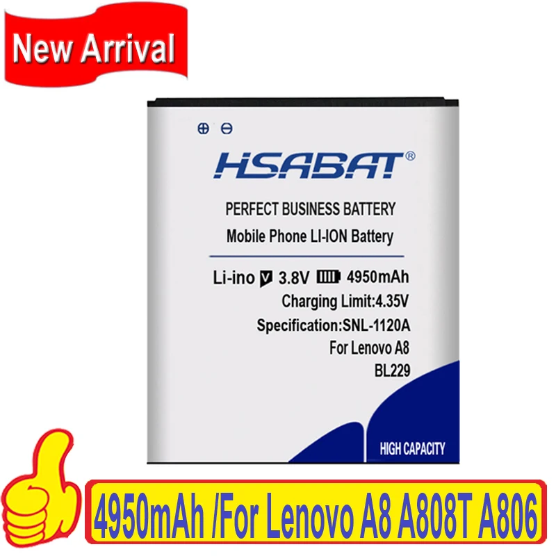 Новый аккумулятор HSABAT 4950 мАч BL229 для Lenovo A8 A808T A806|bl229 battery|battery bl229batteries for lenovo a806 |
