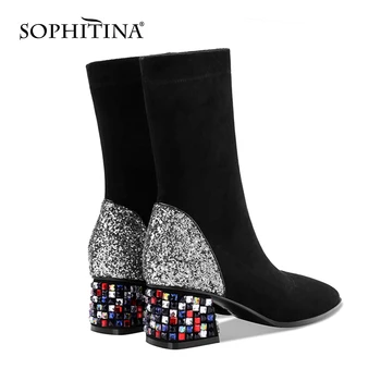 SOPHITINA Women's Stretch Boots Comfortable Large Size 33-43 Square Heel Special CRYSTAL Square Heel Shoes New Ankle Boots PO356
SOPHITINA Women's Stretch Boots Comfortable Large Size 33-43 Square Heel Special CRYSTAL Square Heel Shoes New Ankle Boots PO356
