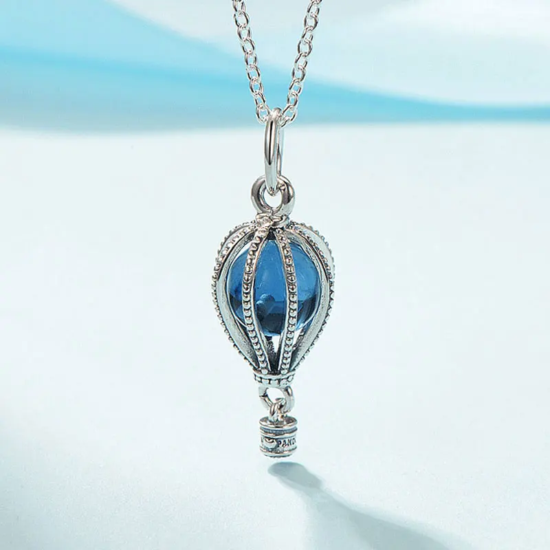 925 Sterling Silver Floating Blue Hot Air Balloon Pendant Necklace Fit Woman Pandora Style Jewelry
925 Sterling Silver Floating Blue Hot Air Balloon Pendant Necklace Fit Woman Pandora Style Jewelry