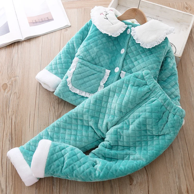 Children's Pajamas New Girls Winter Plus Velvet Thick Coral Fleece Three-layer Quilted Home Service Suit Kids Clothes
Children's Pajamas New Girls Winter Plus Velvet Thick Coral Fleece Three-layer Quilted Home Service Suit Kids Clothes