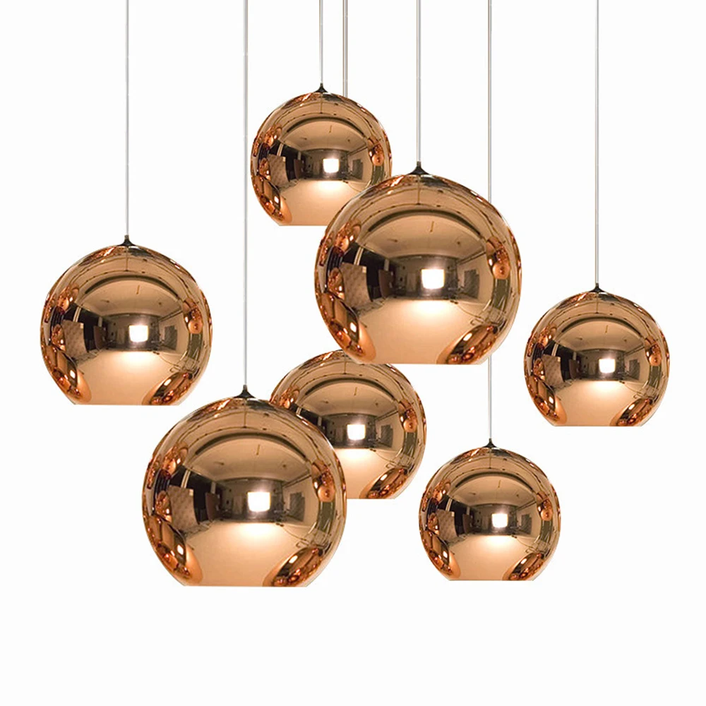 Modern Pendant Lights Copper Glass Mirror Ball LED Hanging Lamp Kitchen Living Room Lighting Home Fixtures Suspension luminaire 
Modern Pendant Lights Copper Glass Mirror Ball LED Hanging Lamp Kitchen Living Room Lighting Home Fixtures Suspension luminaire