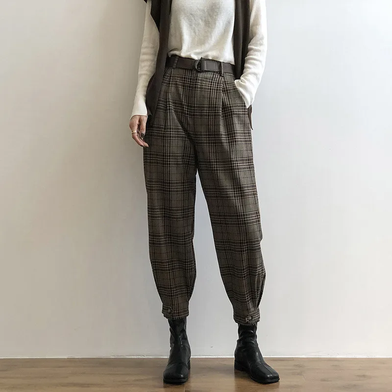 MyZyQg Korean Women Plaid Harem Pants High Waist Pocket Slim Loose Pants Fashion Harajuku Female Trousers Streetwear
MyZyQg Korean Women Plaid Harem Pants High Waist Pocket Slim Loose Pants Fashion Harajuku Female Trousers Streetwear