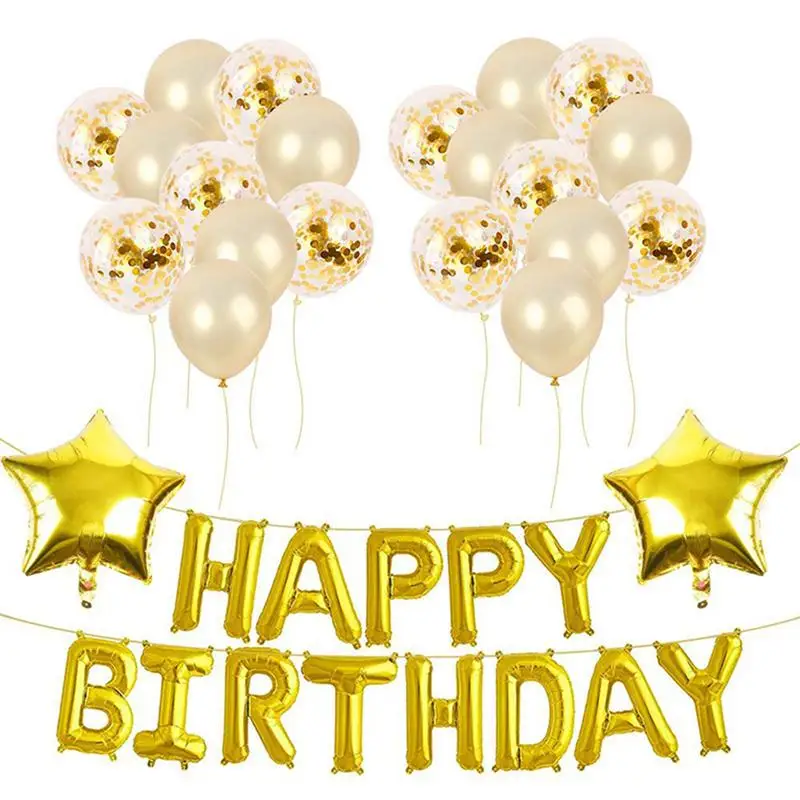 36pcs happy birthday balloons set aluminium film