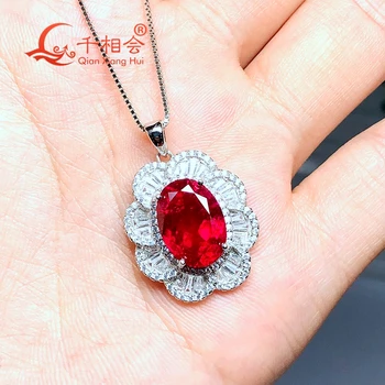 artificial red color ruby flower 925 silver pendant necklace with 10*14mm 7.3ct main stone for jewelry
artificial red color ruby flower 925 silver pendant necklace with 10*14mm 7.3ct main stone for jewelry