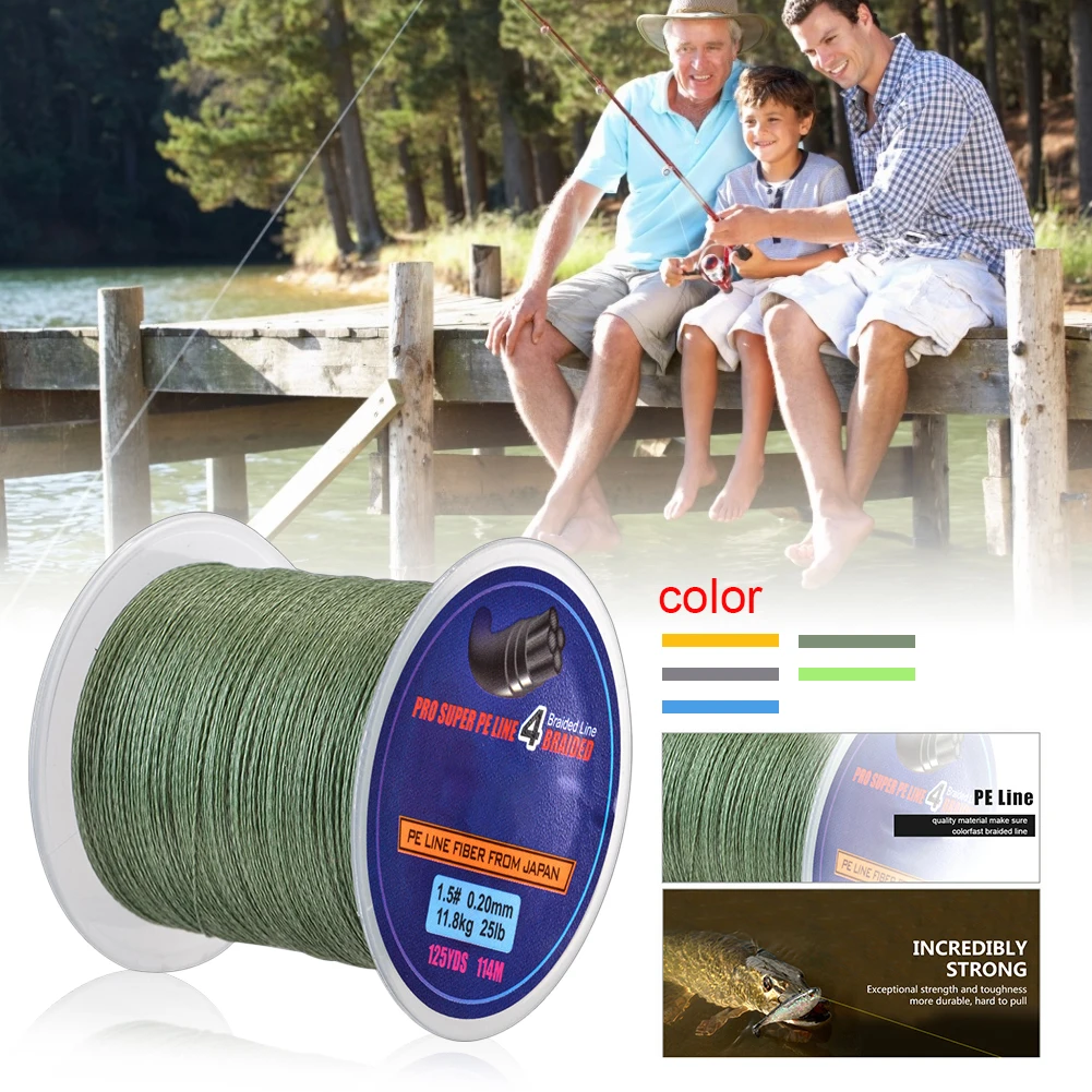 114M PE Braided Wire Fishing Line 125Yards 4 Strands 0.10mm-0.40mm 8LB-60LB Japan Incredibly Strong Multifilament Fiber Line
114M PE Braided Wire Fishing Line 125Yards 4 Strands 0.10mm-0.40mm 8LB-60LB Japan Incredibly Strong Multifilament Fiber Line