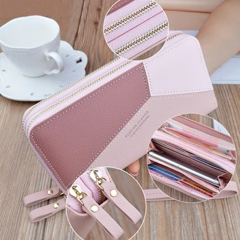 Women Zipper Long Wallet High Capacity Clutch Phone Bag Wallet Girls Color Stitching Card Holder Coin Purse Leather Brand Wallet
Women Zipper Long Wallet High Capacity Clutch Phone Bag Wallet Girls Color Stitching Card Holder Coin Purse Leather Brand Wallet