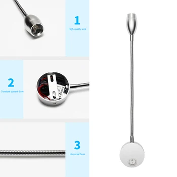 3W Bedside Mounted AC90-260V Goose Neck Flexible Arm Reading Home Hotel LED Hose Lamp Simple Modern Press Button Acrylic Fashion
3W Bedside Mounted AC90-260V Goose Neck Flexible Arm Reading Home Hotel LED Hose Lamp Simple Modern Press Button Acrylic Fashion