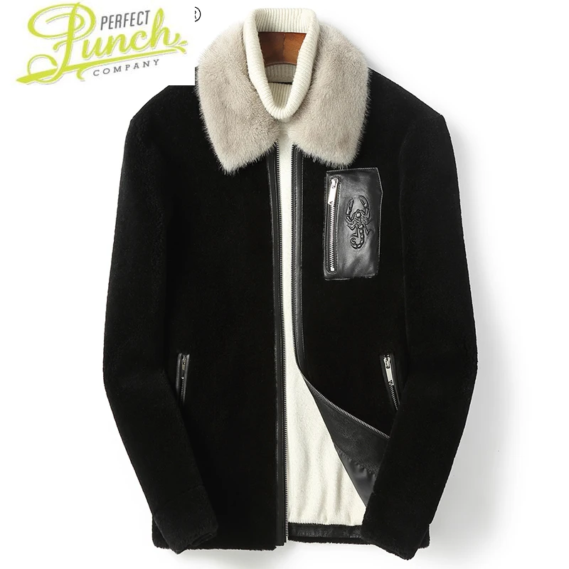

Одежда мужская зимняя куртка мужское меховое пальто Куртки из натуральной овечьей шерсти 100% норковый меховой воротник парки гейклер Ceket LXR662