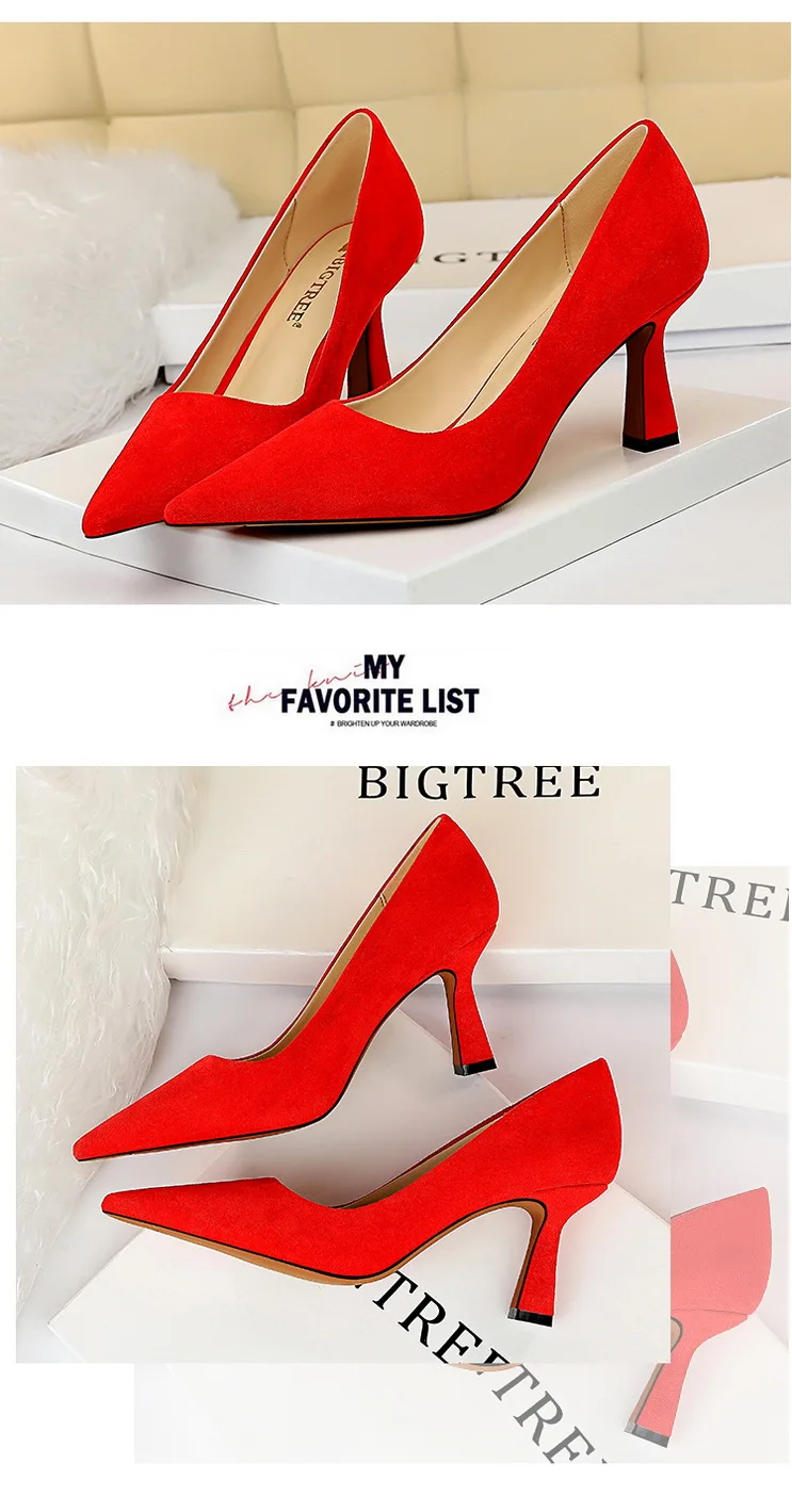 High Heels shoes Women pointed toe pumps flock shallow office pump casual Slip on Slides big size zapatos mujer high quality High Heels shoes Women pointed toe pumps flock shallow office pump casual Slip on Slides big size zapatos mujer high quality