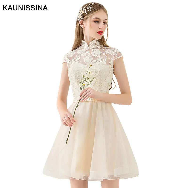 KAUNISSINA Sweetheart Cocktail Dress Summer Party Gown Stand Collar Cap Short Sleeve Flower Embroidery Short Prom Dresses
KAUNISSINA Sweetheart Cocktail Dress Summer Party Gown Stand Collar Cap Short Sleeve Flower Embroidery Short Prom Dresses