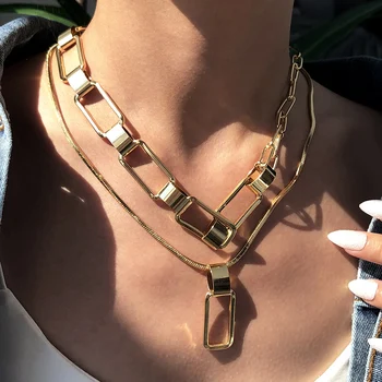 Lalynnly Gothic Multi Layered Snake Chain Choker Necklace For Women Rectangle Pendant Gold Color Chain Necklace Jewelry N7692
Lalynnly Gothic Multi Layered Snake Chain Choker Necklace For Women Rectangle Pendant Gold Color Chain Necklace Jewelry N7692
