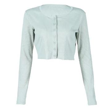 Autumn Summer Women Sexy Crop Top New Long Sleeve Kitted Single-row Button-down Cardigan Open Umbilical Slim T Shirt
Autumn Summer Women Sexy Crop Top New Long Sleeve Kitted Single-row Button-down Cardigan Open Umbilical Slim T Shirt