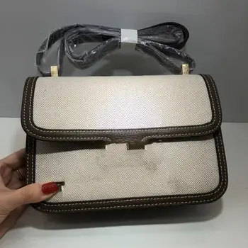 H buckle new canvas stewardess bag stitching border 2020 fashion trend women's shoulder messenger small square bag tofu bag
H buckle new canvas stewardess bag stitching border 2020 fashion trend women's shoulder messenger small square bag tofu bag