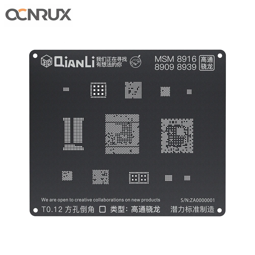 Qianli iBlack 3D EMMC DDR Android BGA Reballing Stencil for Qualcomm EMMC DDR MTK 6582 MSM8916 8917 8939 8953 8940 Kirin 665
Qianli iBlack 3D EMMC DDR Android BGA Reballing Stencil for Qualcomm EMMC DDR MTK 6582 MSM8916 8917 8939 8953 8940 Kirin 665