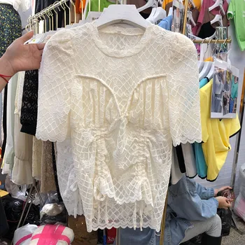 Lace Tshirt Women 2020 New Super Fairy White Lace Short Sleeve T-shirt Female Apricot Shirt Drawstring Bottoming Blusas T Shirts
Lace Tshirt Women 2020 New Super Fairy White Lace Short Sleeve T-shirt Female Apricot Shirt Drawstring Bottoming Blusas T Shirts