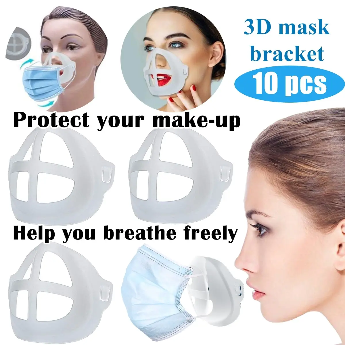 10PCS/5PCS Bracket Reusable Lipstick Protection Stand Inner Support for Nose and Mouth to Increase Breathing Space (White)
10PCS/5PCS Bracket Reusable Lipstick Protection Stand Inner Support for Nose and Mouth to Increase Breathing Space (White)