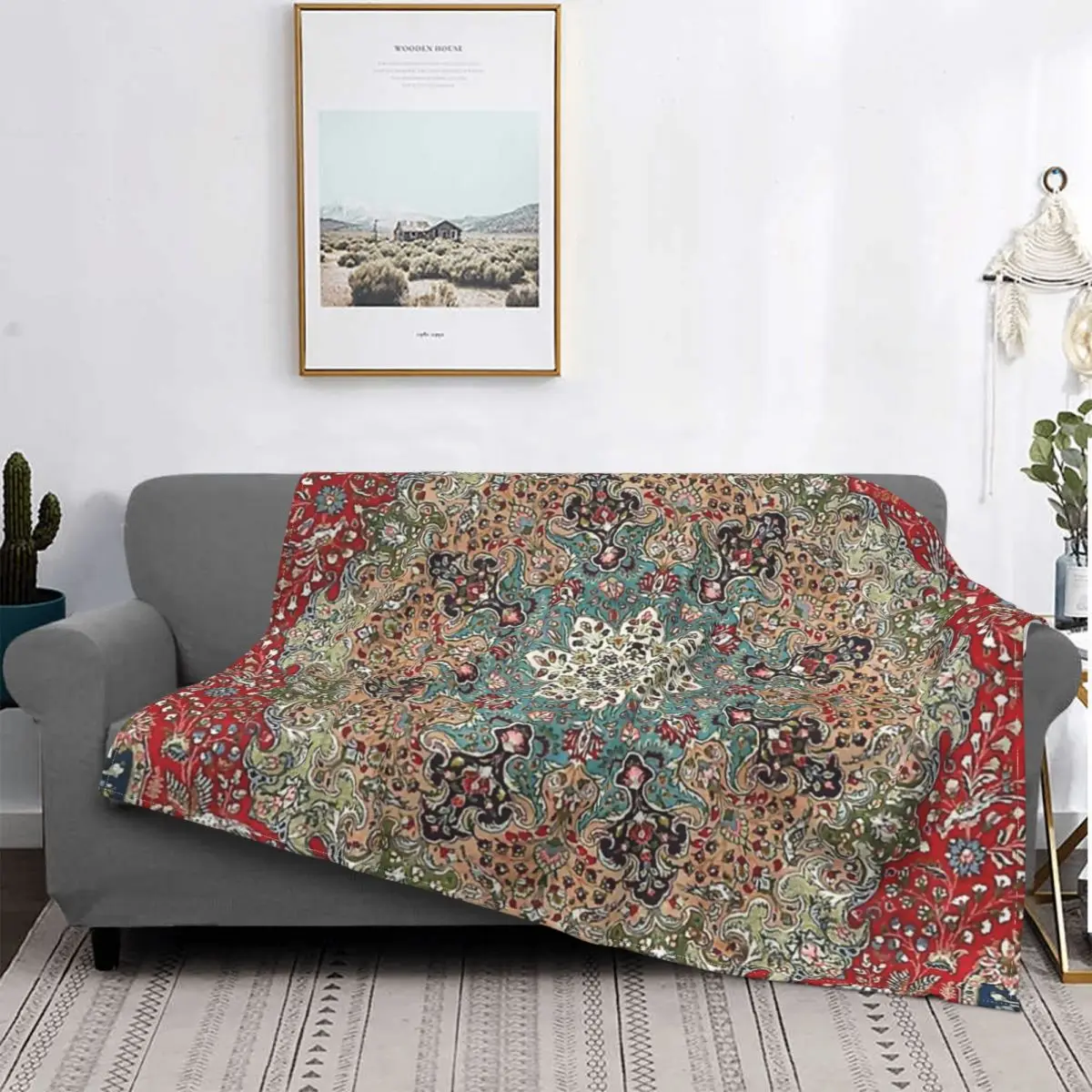 Vintage Antique Persian Carpet Print Blanket Bedspread Bed Plaid Muslin Sofa Plaids And Covers | Дом и сад