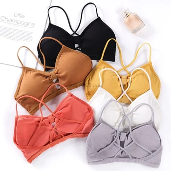Women Girl Ribbed Knit Bralette Bright Candy Color Cross Strappy Backless Underwear Hollow Knotted Front Push Up Padded Crop Top
Women Girl Ribbed Knit Bralette Bright Candy Color Cross Strappy Backless Underwear Hollow Knotted Front Push Up Padded Crop Top