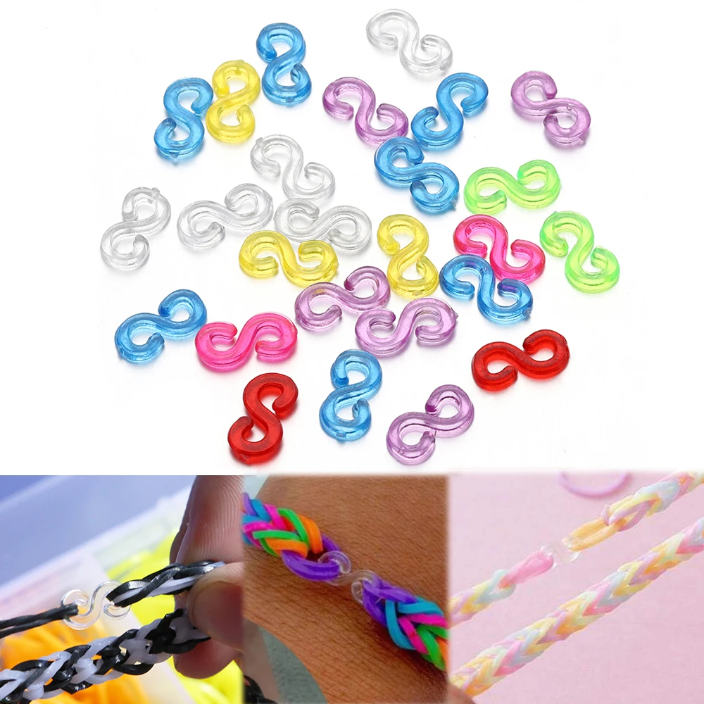 500pcs 11x6mm Colorful Transparent S Clips Connector Rubber Clasp Bracelet Necklace Closure Hook for Jewelry Making DIY Findings | Украшения