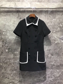 2020 Early Autumn New Women's Matching Double Breasted Decorative Short-Sleeve Dress 814 
2020 Early Autumn New Women's Matching Double Breasted Decorative Short-Sleeve Dress 814