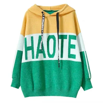 H.SA 2019 Autumn and Winter Letters Hooded Sweater and Pullovers Patchwork ugly christmas sweater Oversized Pull Femme Hiver
H.SA 2019 Autumn and Winter Letters Hooded Sweater and Pullovers Patchwork ugly christmas sweater Oversized Pull Femme Hiver