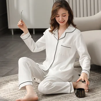 Winter 100% Cotton Pajama for Women Autumn Full Sleeves Soild White Pijamas Women Pure Cotton Sleepwear 2020 Pink Pyjama Femme
Winter 100% Cotton Pajama for Women Autumn Full Sleeves Soild White Pijamas Women Pure Cotton Sleepwear 2020 Pink Pyjama Femme