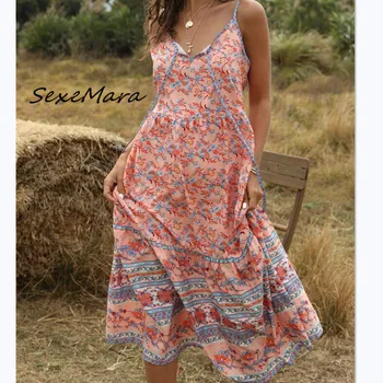 Casual Summer Vintage Women Print Dress New Arrival Bohemian V-neck Loose Spaghetti Straps Dress
Casual Summer Vintage Women Print Dress New Arrival Bohemian V-neck Loose Spaghetti Straps Dress